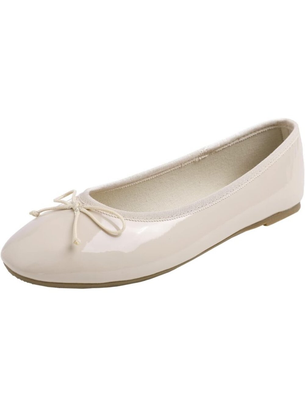 Women's Milk Tea Memory Foam Cushion Insock Pointed Toe Patent Ballet Flats
